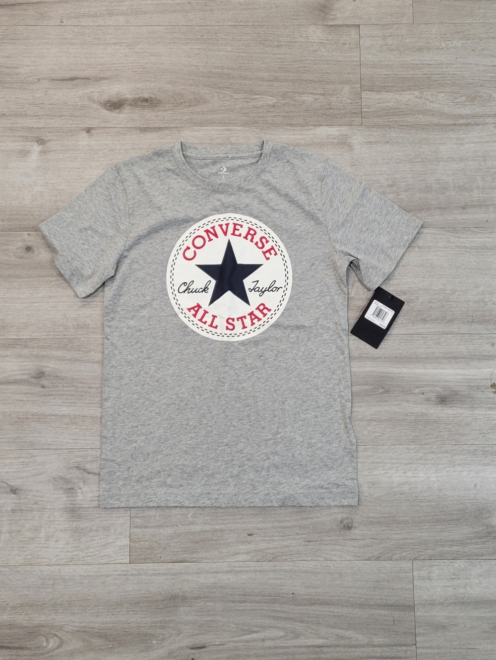 Converse Gray Tee with Navy Star and Red Logo